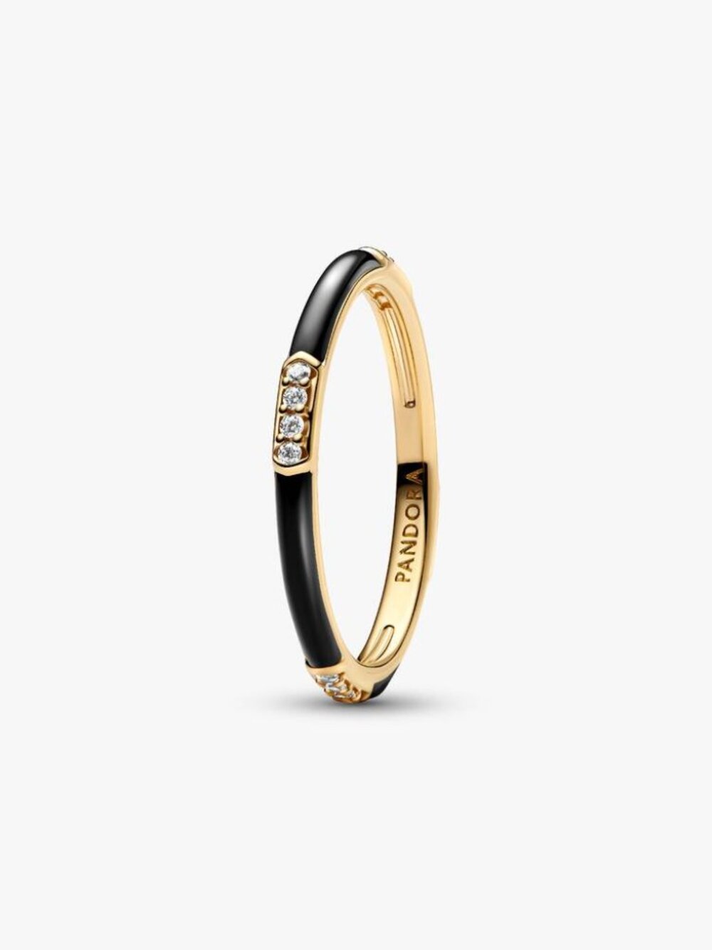 Pandora Black Enamel & Stones Ring